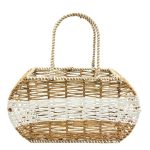 Natural Wicker Market Basket with Twisted Handles – Handwoven Two-Tone Shopping Basket |COLOUR-BROWN| Brand Name : SUGARCRAFT BOX CO