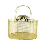 Elegant Gold-Finished Metal Wire Basket with Decorative Bow Handle – Multipurpose Storage Accessory|COLOUR-GOLD| Brand Name : SUGARCRAFT BOX CO
